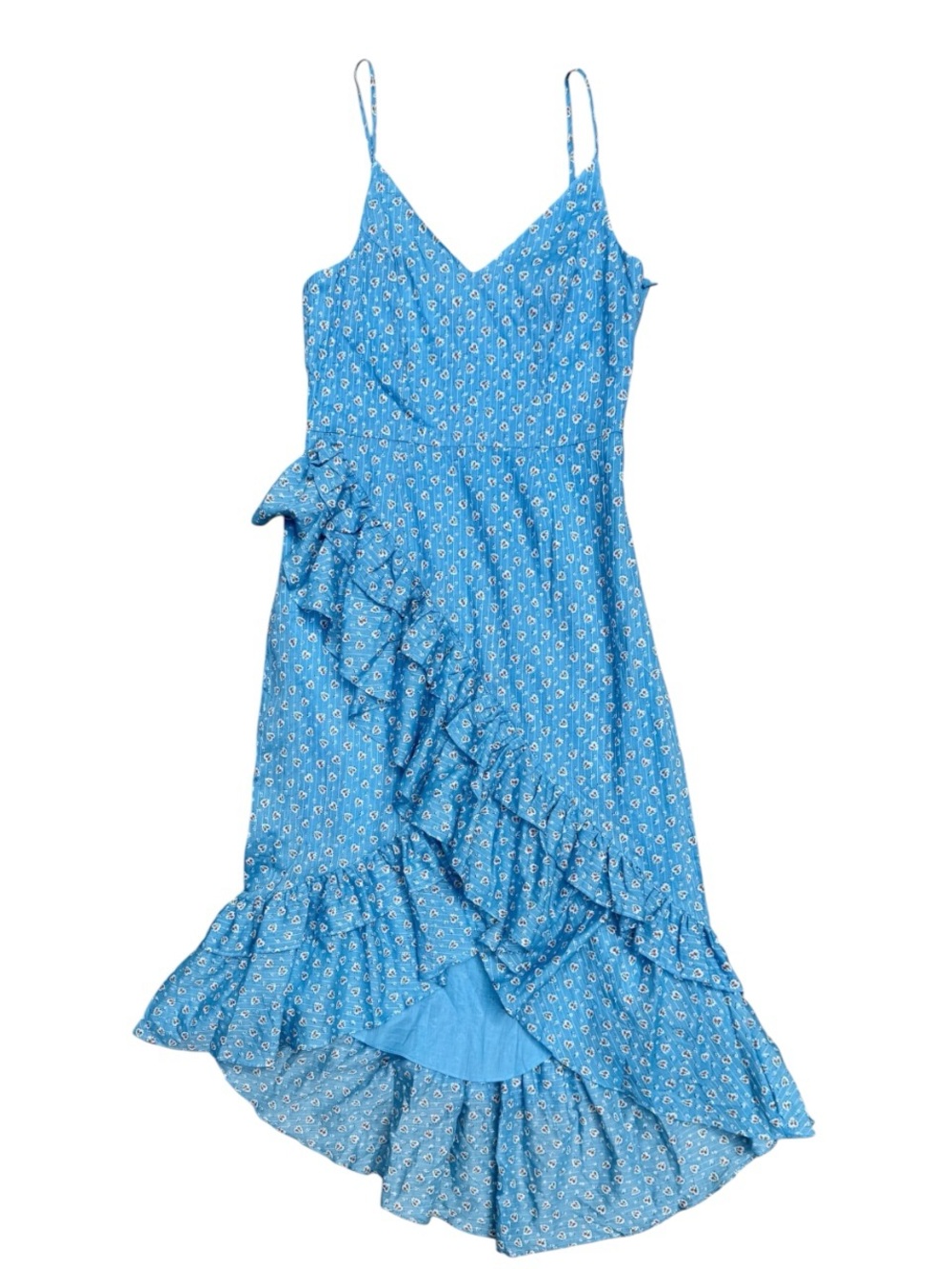 LoveShackFancy Blue Floral Ruffle Maxi Dress
